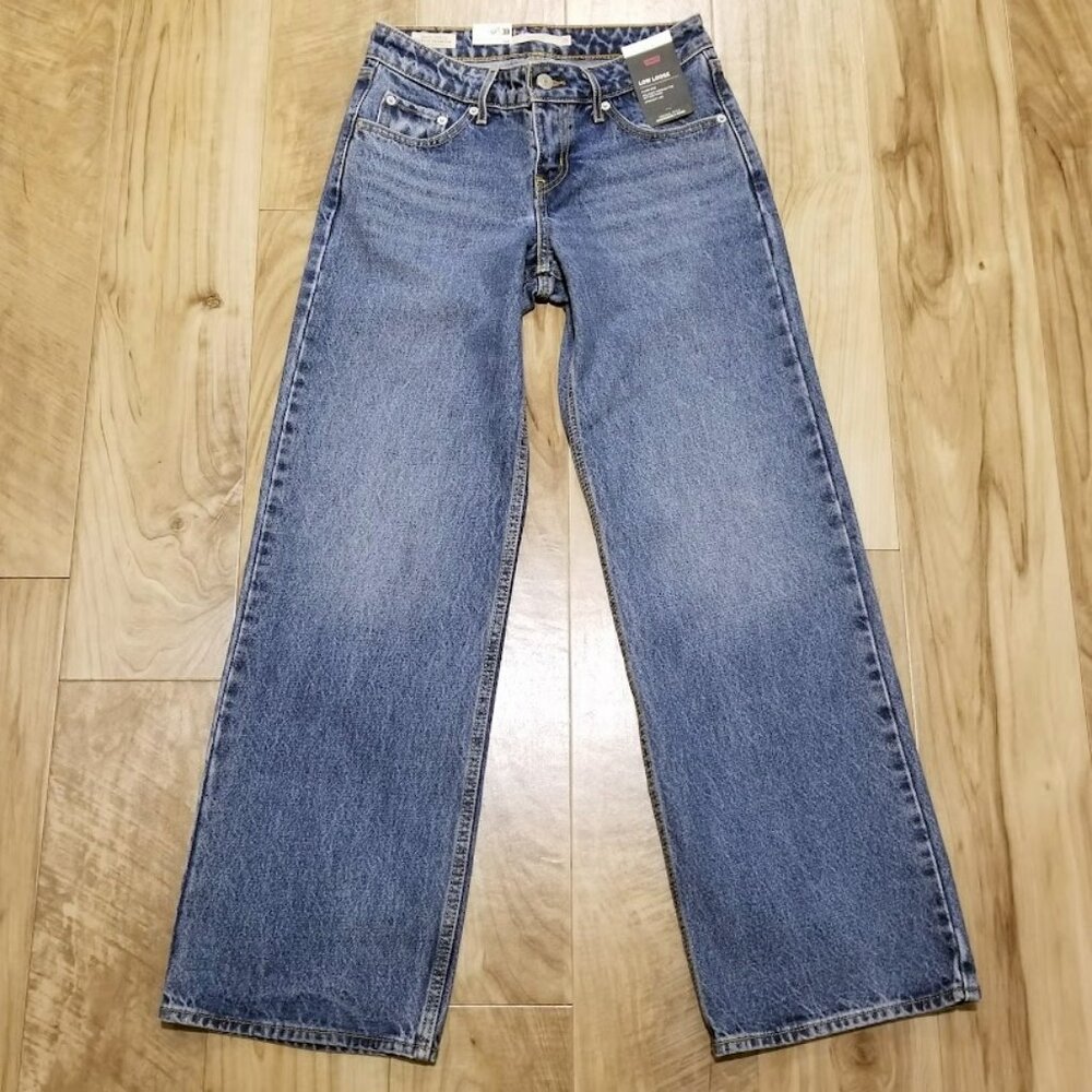 NWT Levi's Premium Low Loose Denim Blue Jeans 25 Womens Big E Straight Leg 28X30